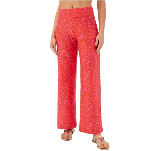 Trina Turk Pants Trellis Print Swim Cover Up Pants Green and Blue Size Large - Picture 9 of 11